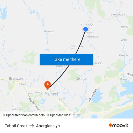Tabbil Creek to Aberglasslyn map