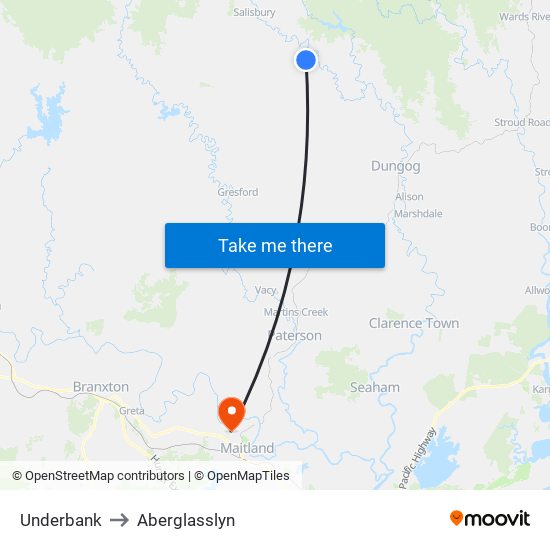 Underbank to Aberglasslyn map