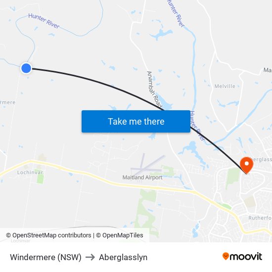 Windermere (NSW) to Aberglasslyn map