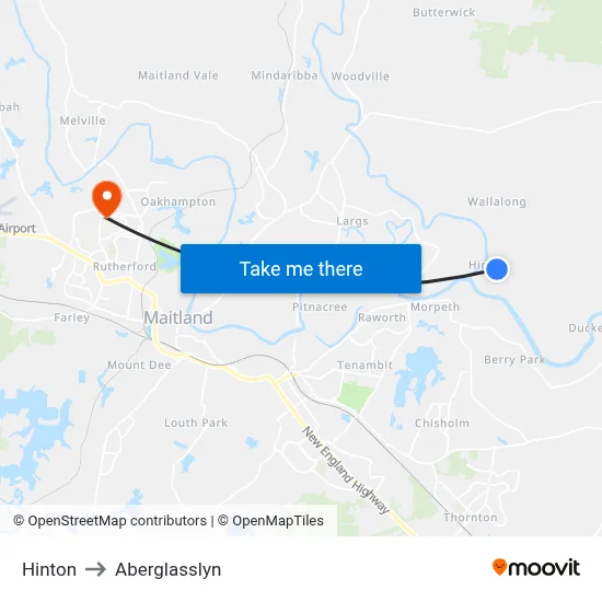 Hinton to Aberglasslyn map