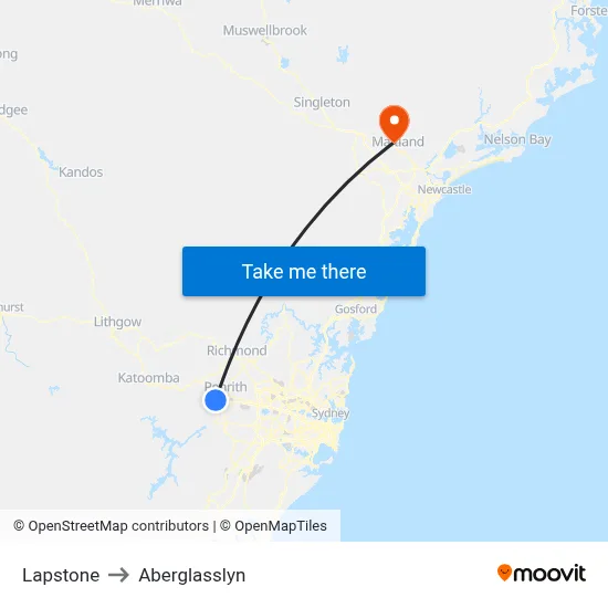 Lapstone to Aberglasslyn map