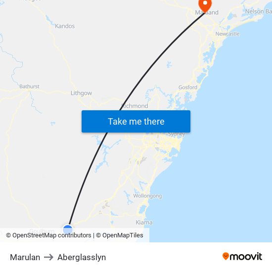 Marulan to Aberglasslyn map