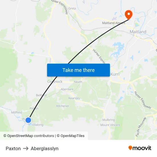 Paxton to Aberglasslyn map