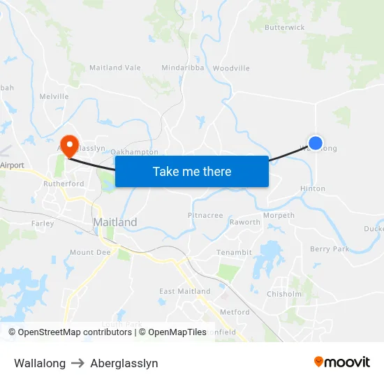Wallalong to Aberglasslyn map