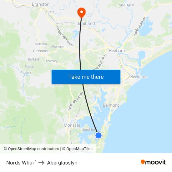 Nords Wharf to Aberglasslyn map
