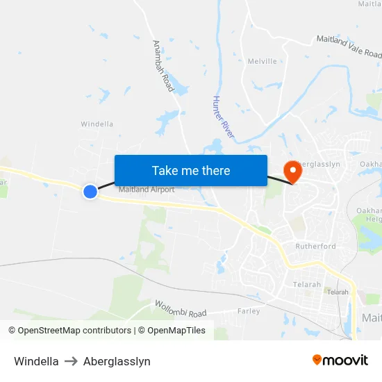 Windella to Aberglasslyn map