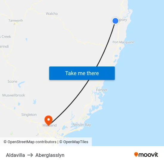Aldavilla to Aberglasslyn map