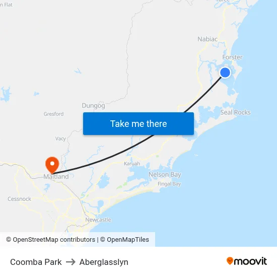 Coomba Park to Aberglasslyn map