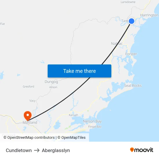 Cundletown to Aberglasslyn map