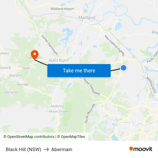 Black Hill (NSW) to Abermain map