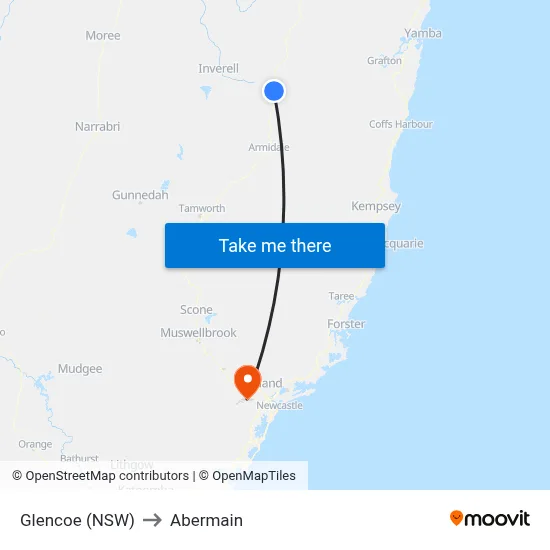 Glencoe (NSW) to Abermain map