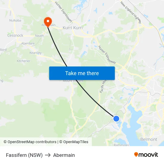 Fassifern (NSW) to Abermain map