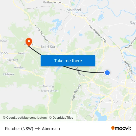 Fletcher (NSW) to Abermain map
