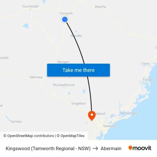 Kingswood (Tamworth Regional - NSW) to Abermain map