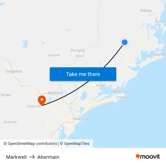 Markwell to Abermain map