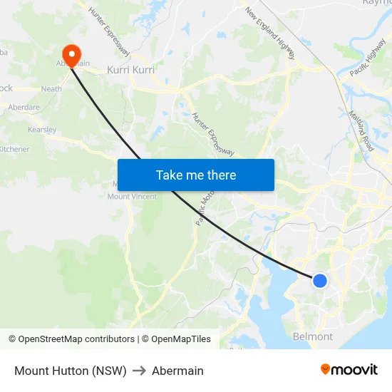 Mount Hutton (NSW) to Abermain map