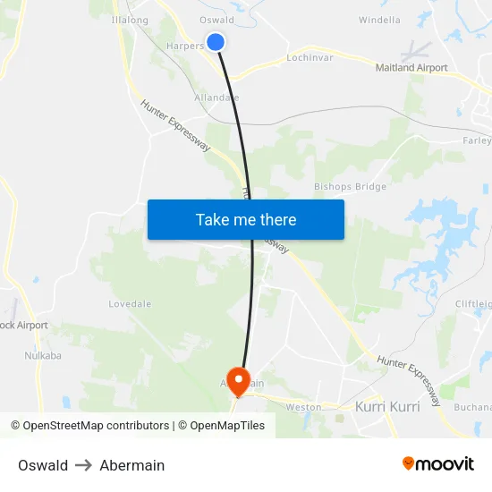 Oswald to Abermain map