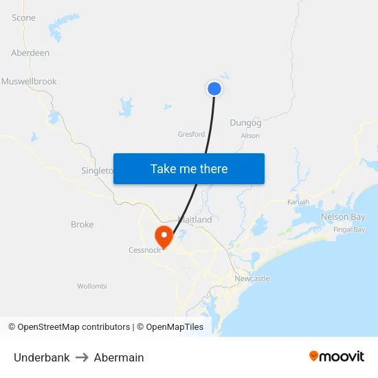 Underbank to Abermain map