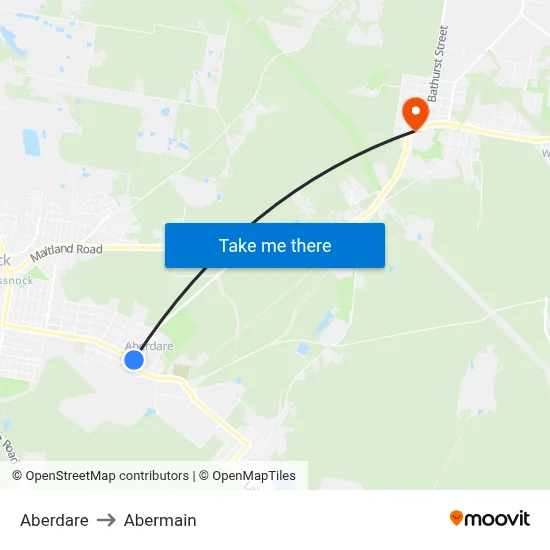 Aberdare to Abermain map