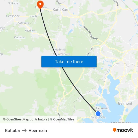 Buttaba to Abermain map