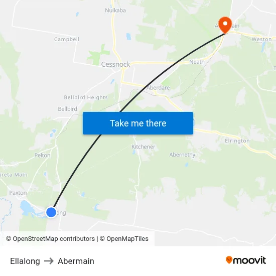 Ellalong to Abermain map