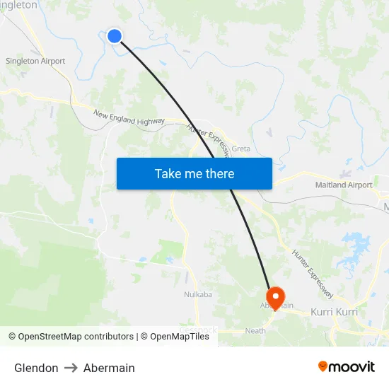 Glendon to Abermain map