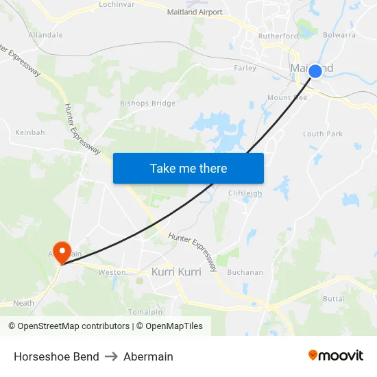 Horseshoe Bend to Abermain map