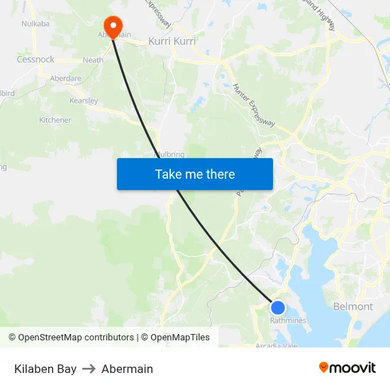 Kilaben Bay to Abermain map