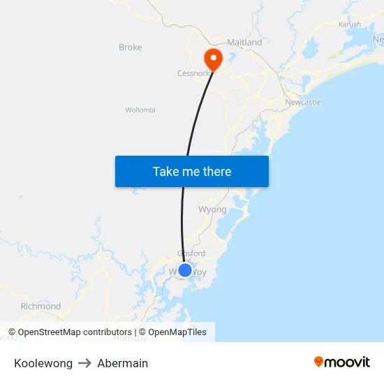 Koolewong to Abermain map