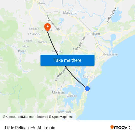 Little Pelican to Abermain map