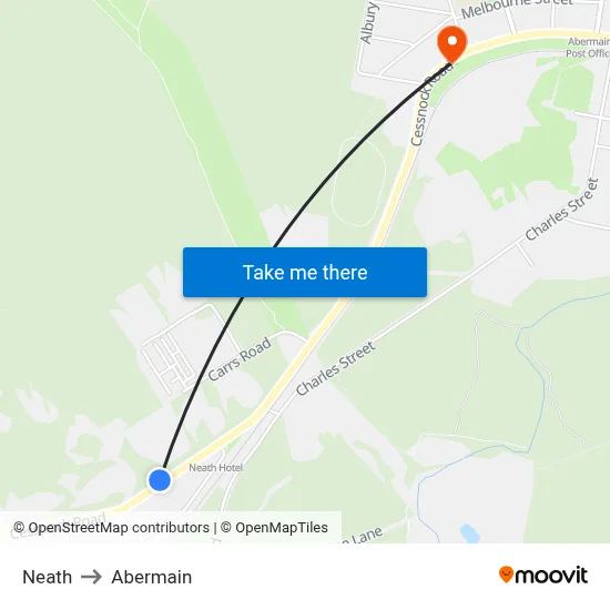 Neath to Abermain map