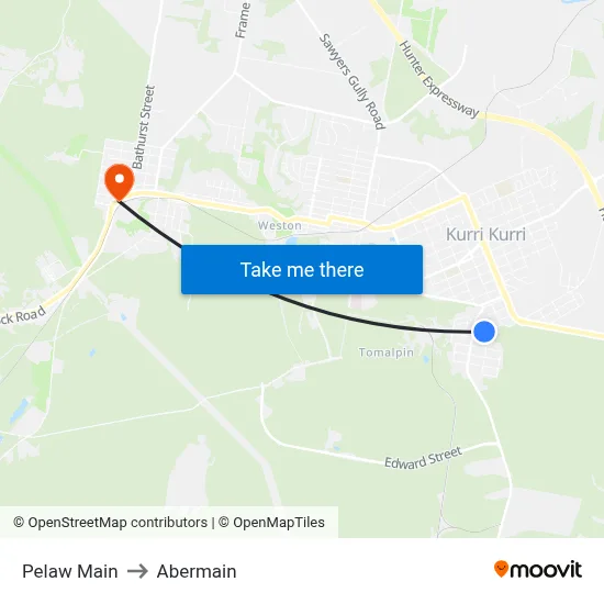 Pelaw Main to Abermain map