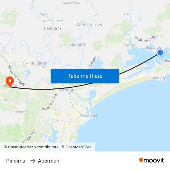 Pindimar to Abermain map