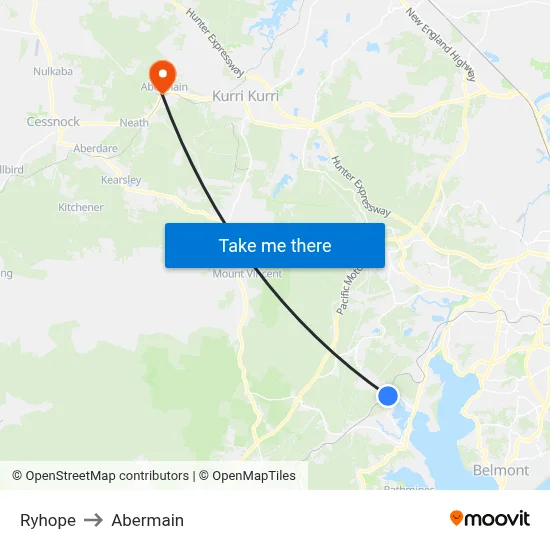 Ryhope to Abermain map