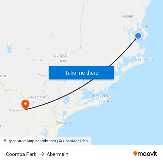 Coomba Park to Abermain map