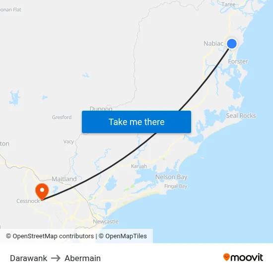 Darawank to Abermain map