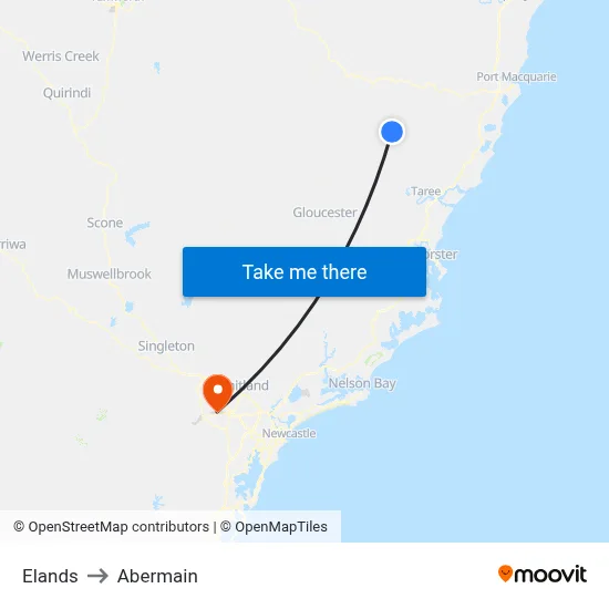 Elands to Abermain map