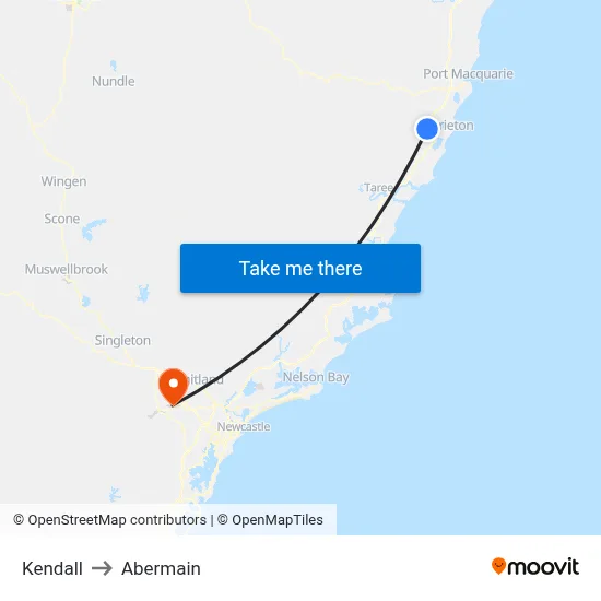 Kendall to Abermain map
