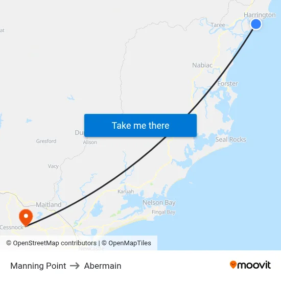 Manning Point to Abermain map
