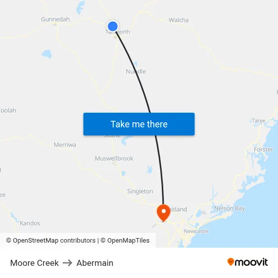 Moore Creek to Abermain map