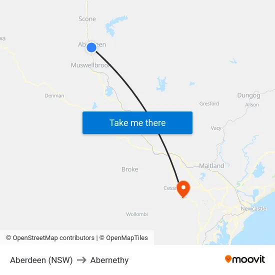 Aberdeen (NSW) to Abernethy map