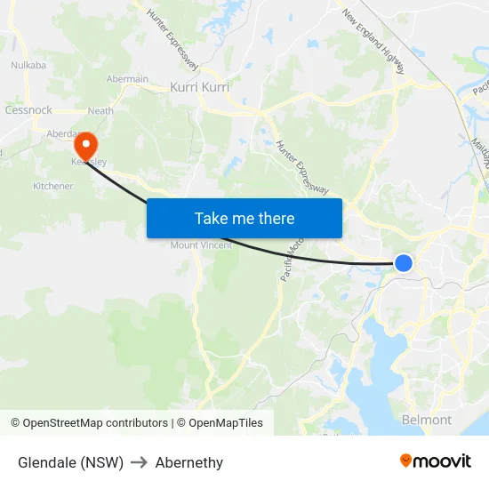 Glendale (NSW) to Abernethy map