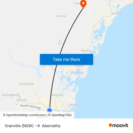 Granville (NSW) to Abernethy map