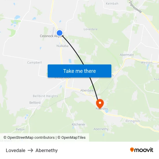 Lovedale to Abernethy map