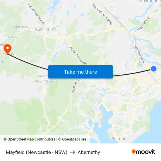 Mayfield (Newcastle - NSW) to Abernethy map