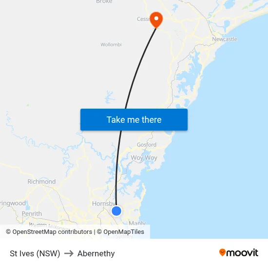 St Ives (NSW) to Abernethy map