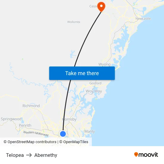 Telopea to Abernethy map