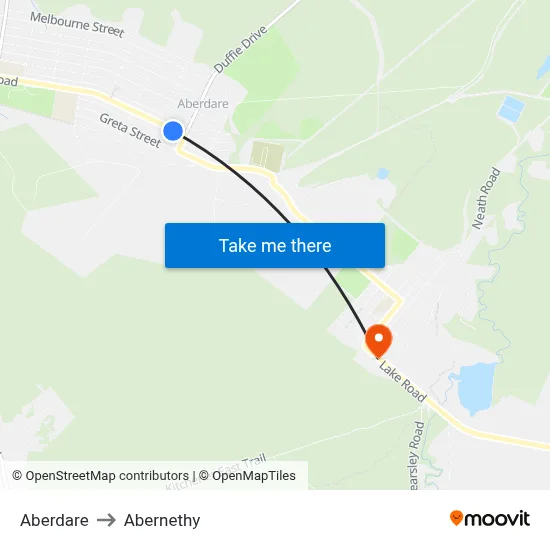 Aberdare to Abernethy map