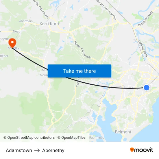 Adamstown to Abernethy map