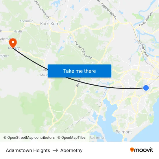 Adamstown Heights to Abernethy map